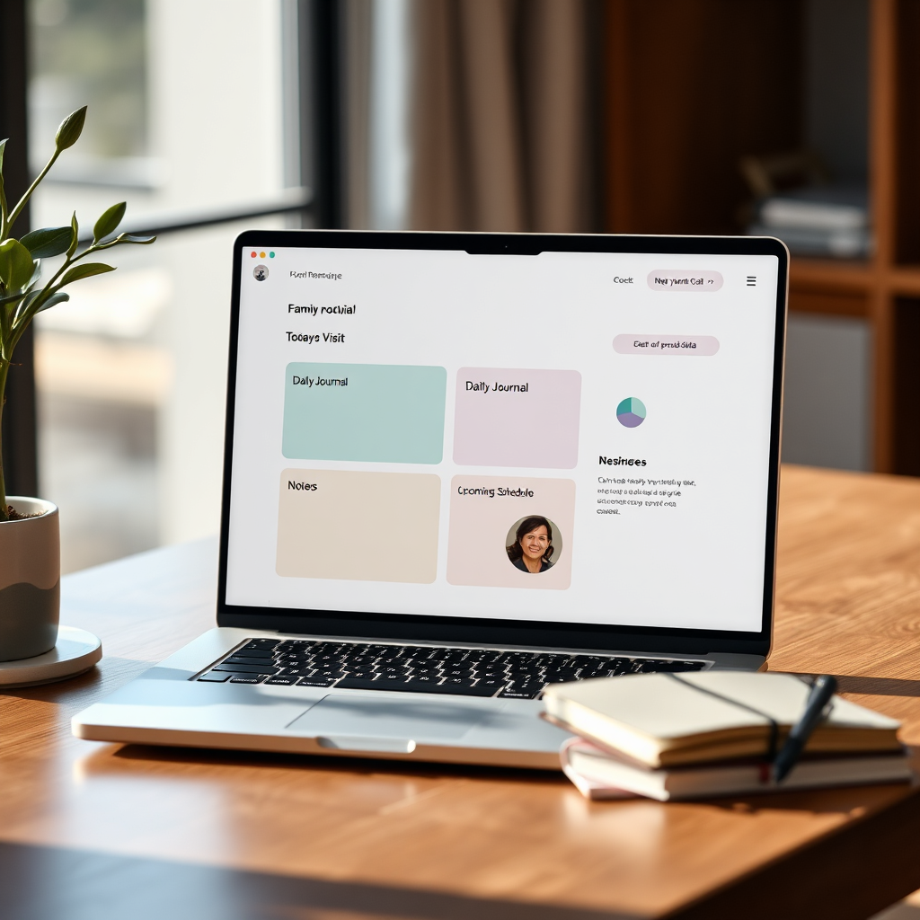 Family portal dashboard mockup on a laptop