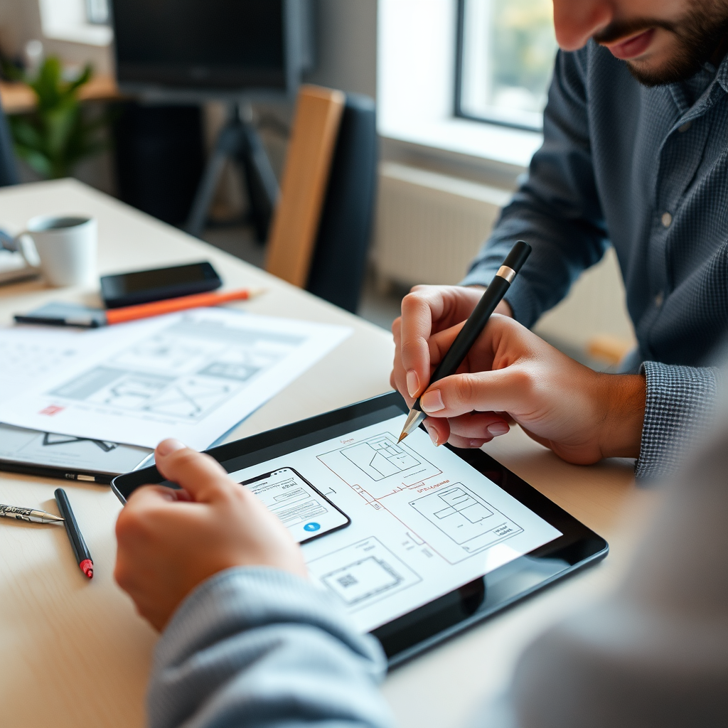 A businessperson reviewing a detailed financial report on a tablet, with charts and graphs visualizing key financial metrics. The scene should emphasize data visualization and analytical insights.