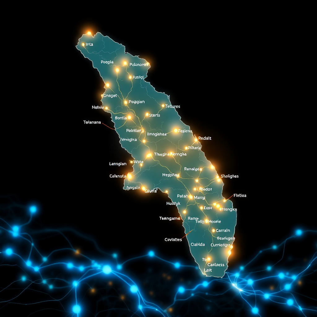 Stylized map of Telangana for TopTelangana