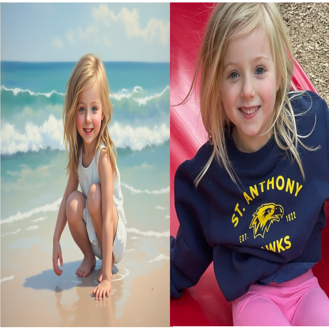 A side-by-side comparison of a photograph and its corresponding oil painting. The photo is clear and modern, while the painting is textured and artistic. Soft lighting highlights the transformation. Style: Realistic with artistic flair. Technical specs: 4K resolution, high detail to showcase the seamless transition.