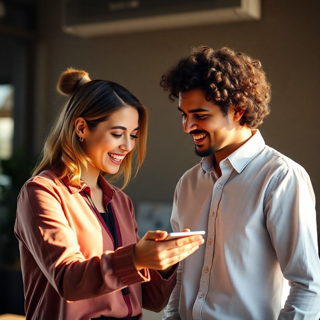 A mentor guiding a new employee, showcasing a supportive and encouraging relationship. Warm, natural lighting, 4K resolution.