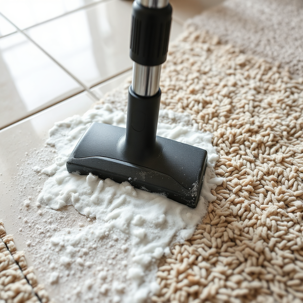 A close-up image showcasing the details of a deep cleaning process, such as cleaning grout, sanitizing surfaces, or vacuuming carpets. Emphasize the thoroughness and attention to detail. Technical specs: 4K resolution, high-quality macro shot with clear details.