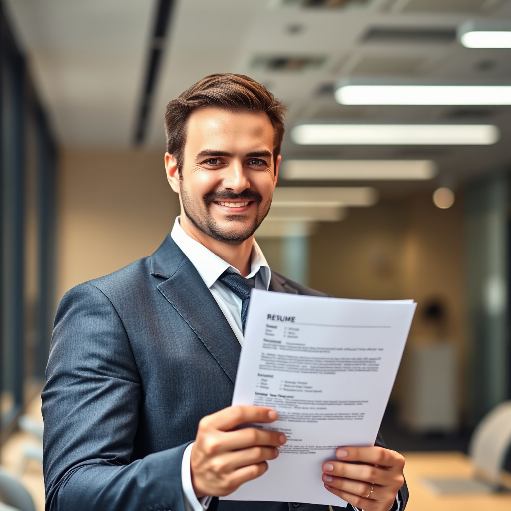 Person confidently reviewing a CV