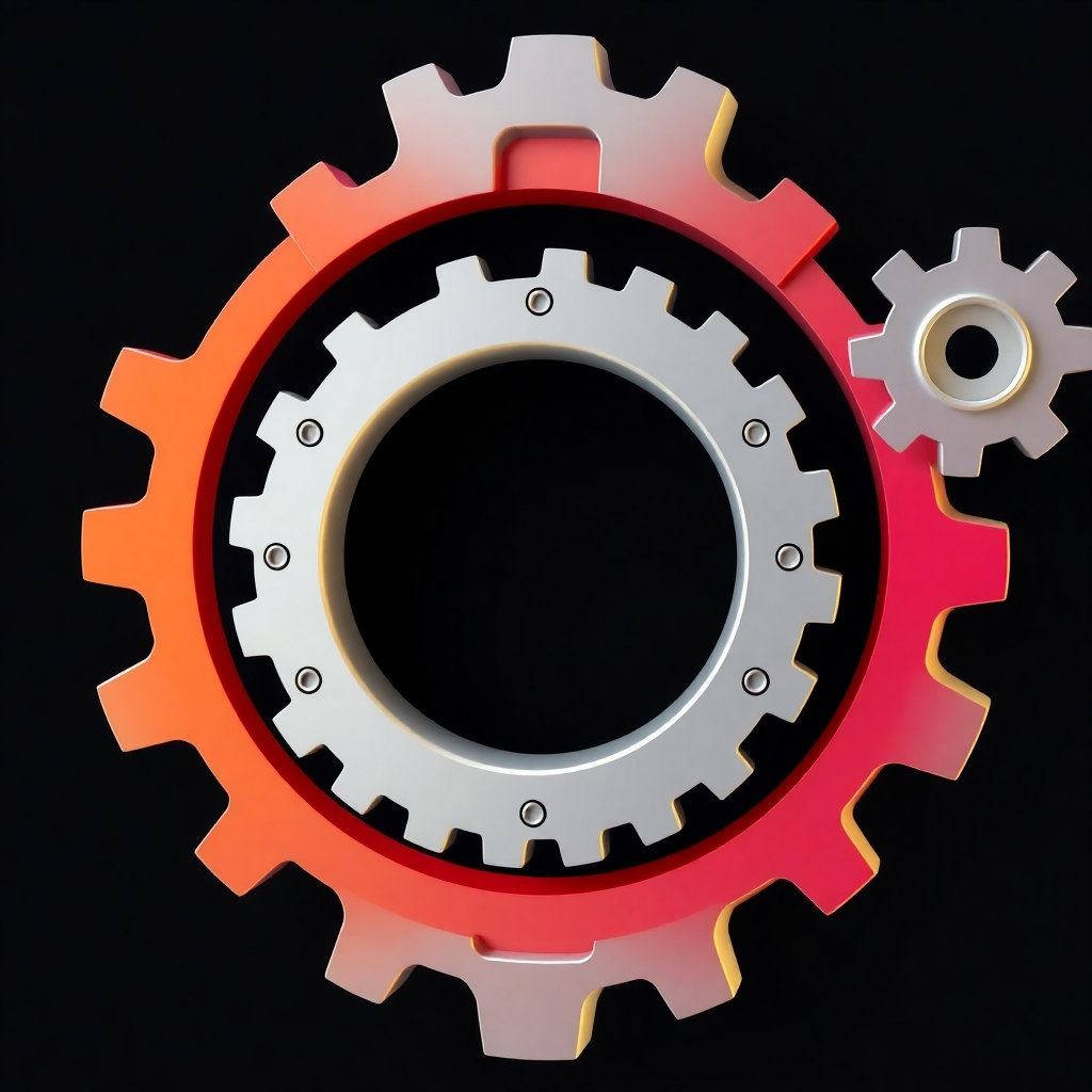 A stylized graphic of interlocking gears seamlessly working together, representing process automation. Use vibrant, contrasting colors to highlight the efficiency. 4K resolution, high-quality rendering.