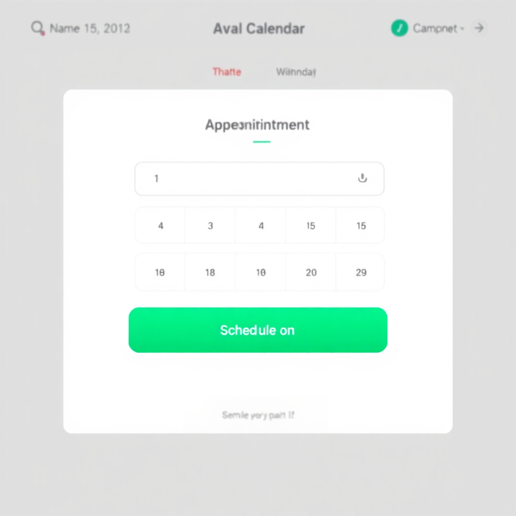 An image of a calendar or online booking form with a clean and modern design. The image should showcase the ease and convenience of scheduling an appointment. Technical specs: 4K resolution, high-quality image with a clear focus on the scheduling process.