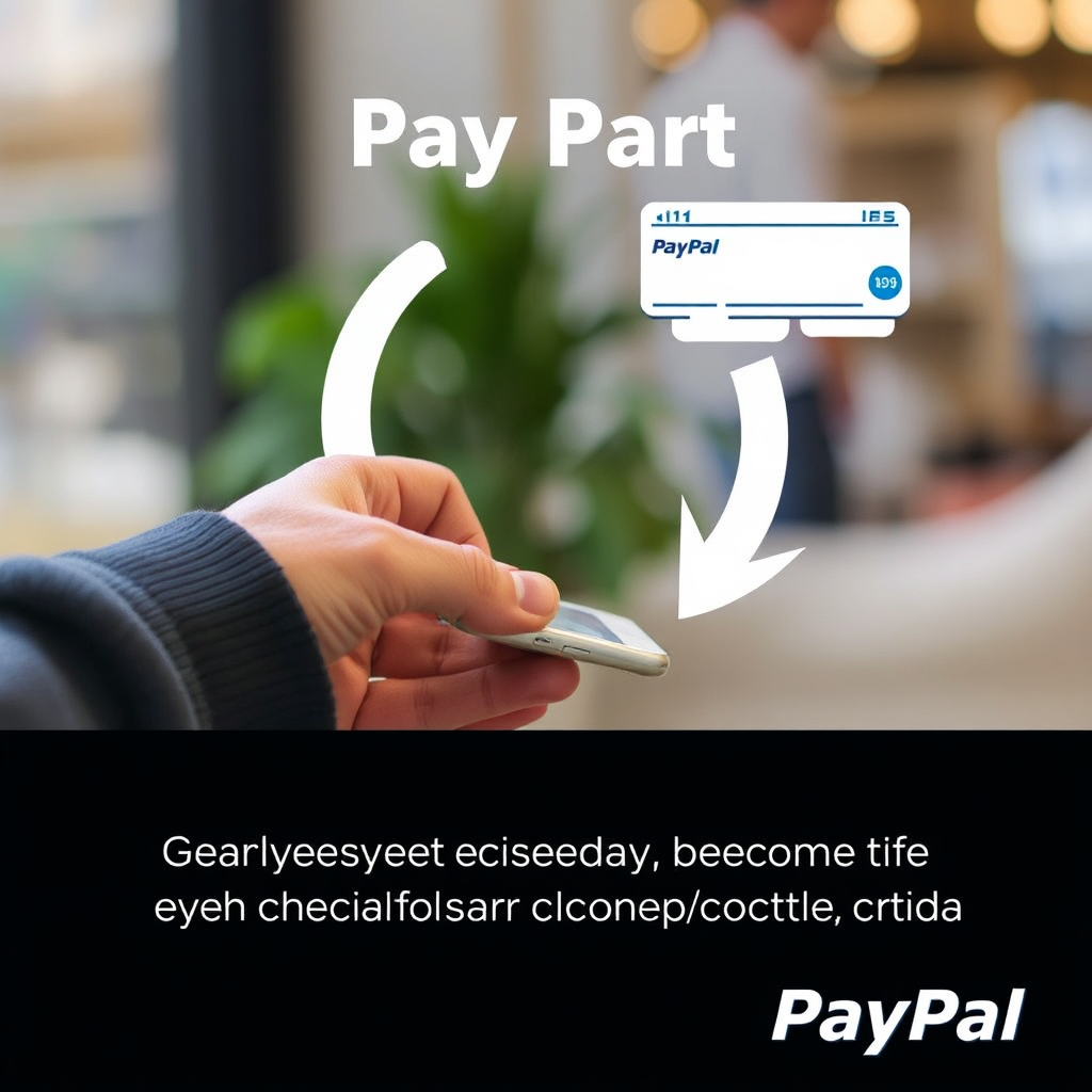 Image demonstrating the ease of payment through PayPal, showing a user quickly and seamlessly completing a transaction. Focus on the convenience and speed of the payment process.