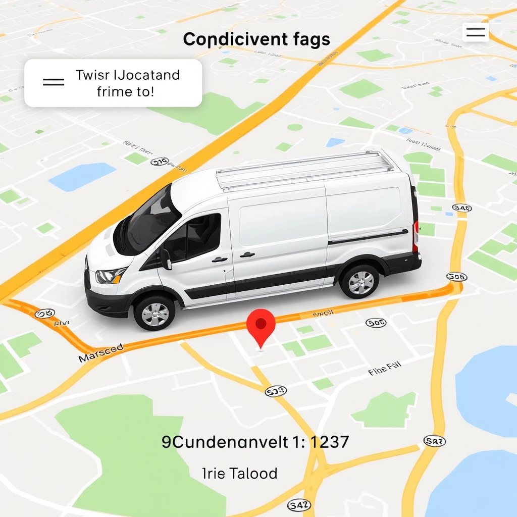 Screenshot of the 'Car On Demand Detailing' app showing the real-time location of the detailer's van on a map. The customer's location and estimated time of arrival are clearly displayed.