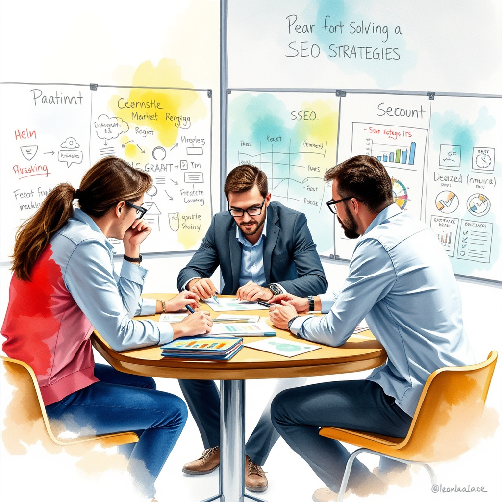 Create a stylized image of a handshake between an SEO expert and a client, symbolizing trust and collaboration. The background should be a clean and modern office space. The image should convey a sense of transparency and open communication.