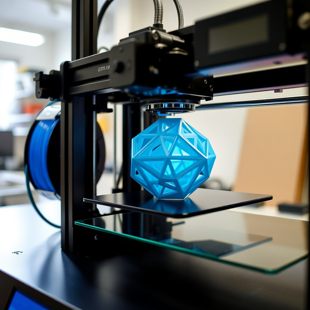 3D printer creating a geometric object layer by layer