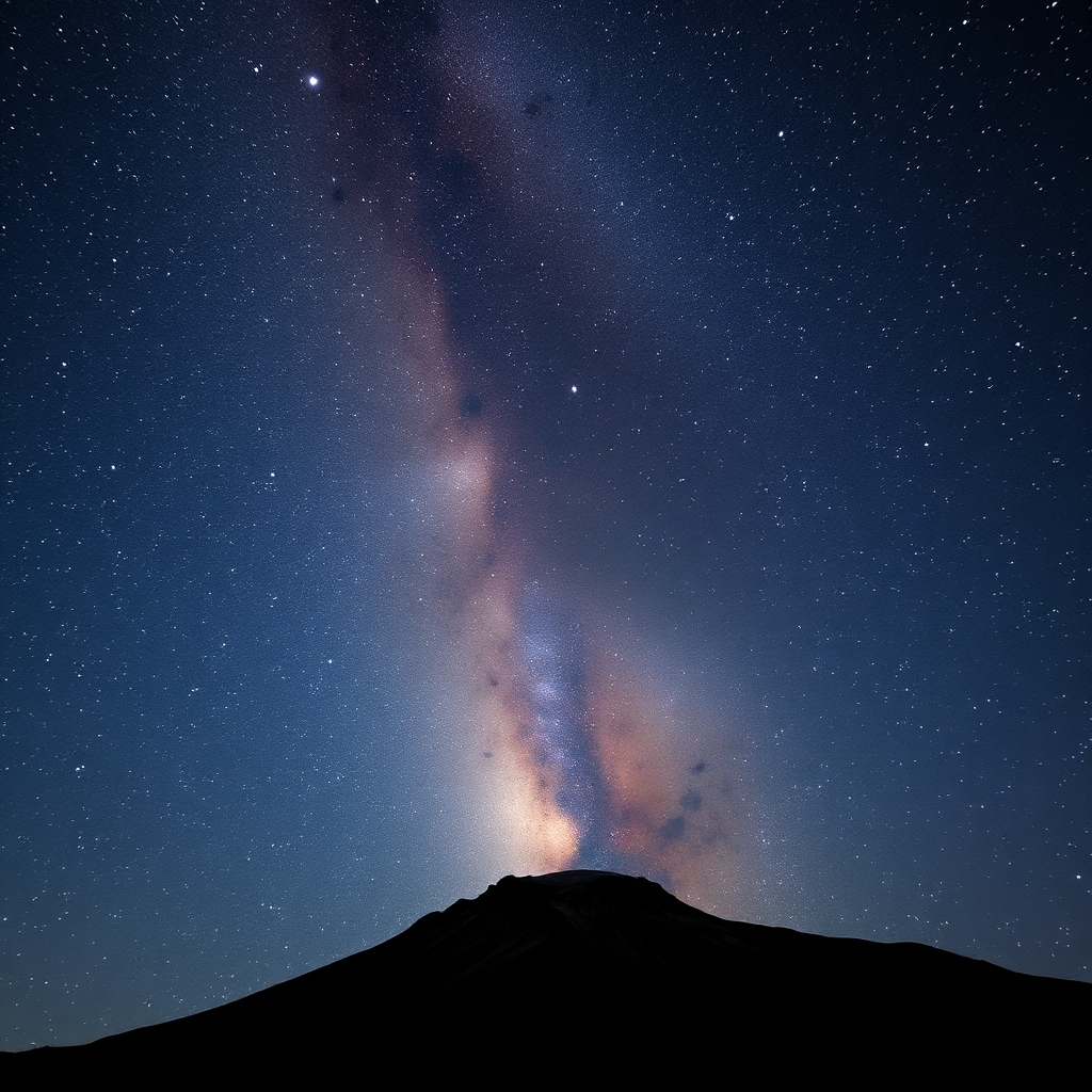 Milky Way galaxy over a mountain silhouette