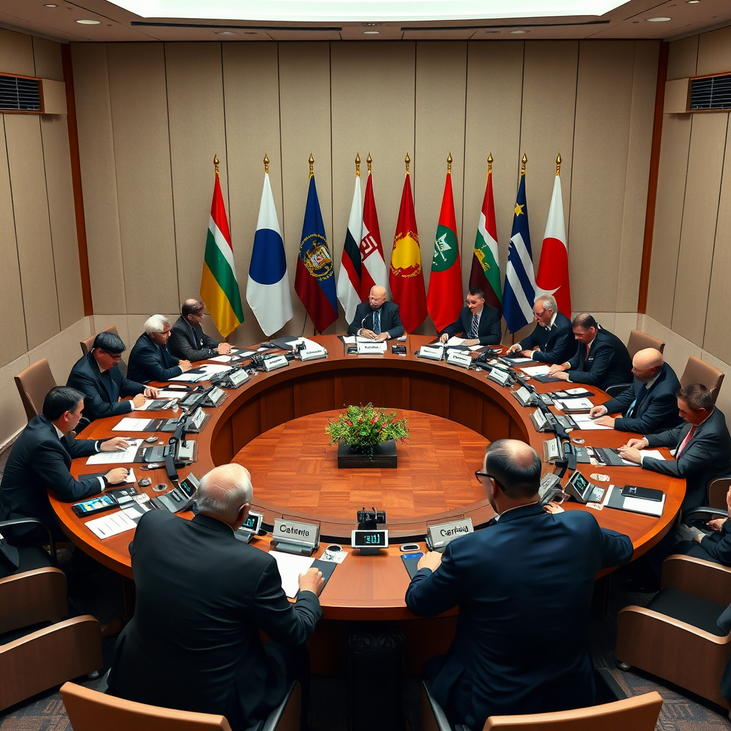 International delegates at a diplomatic meeting