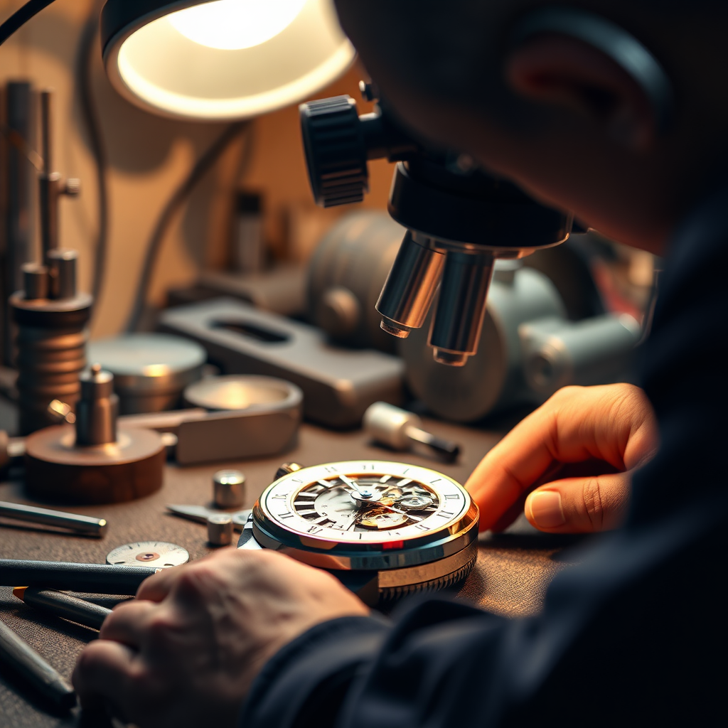 Watchmaker assembling a luxury mechanical watch