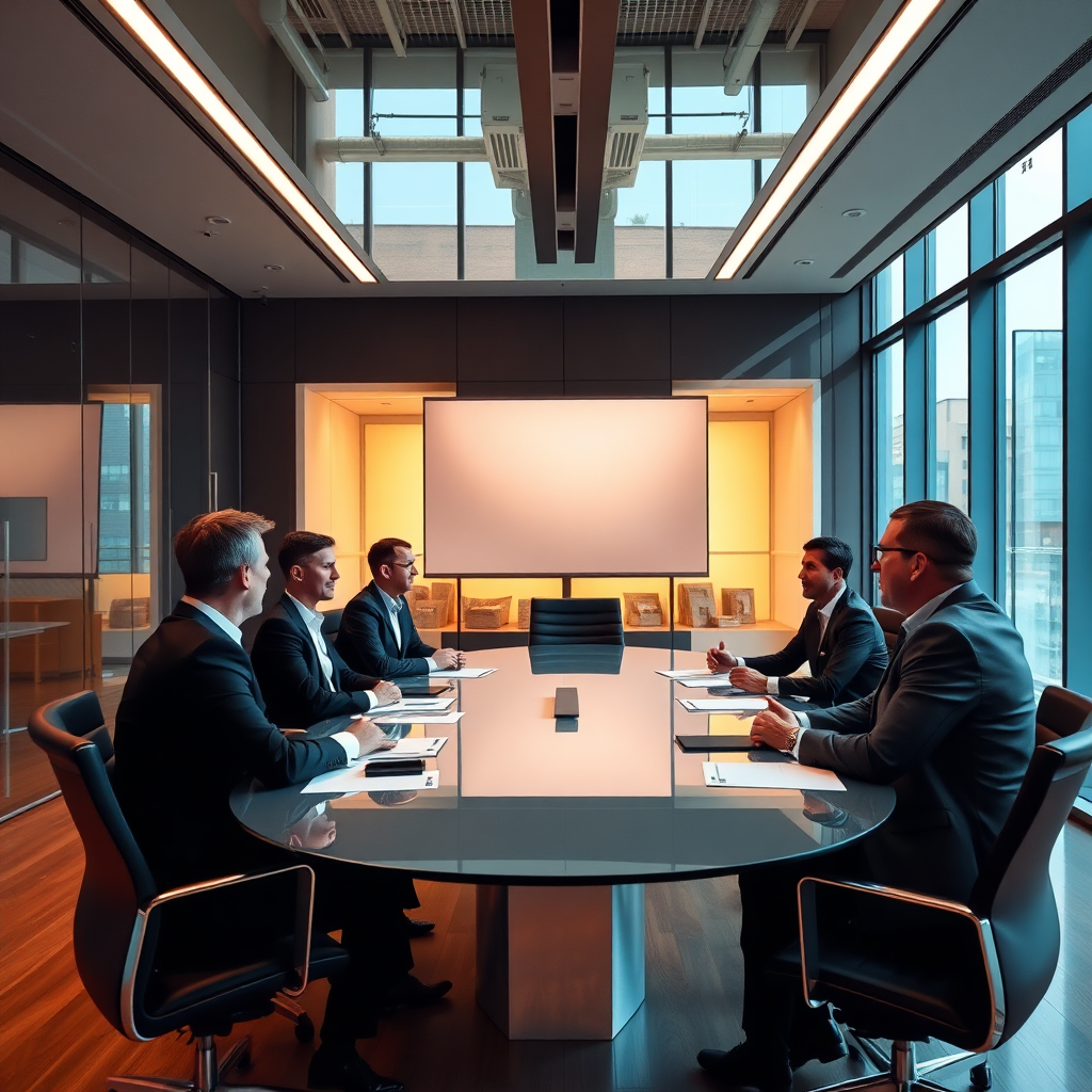 Business professionals in a boardroom meeting