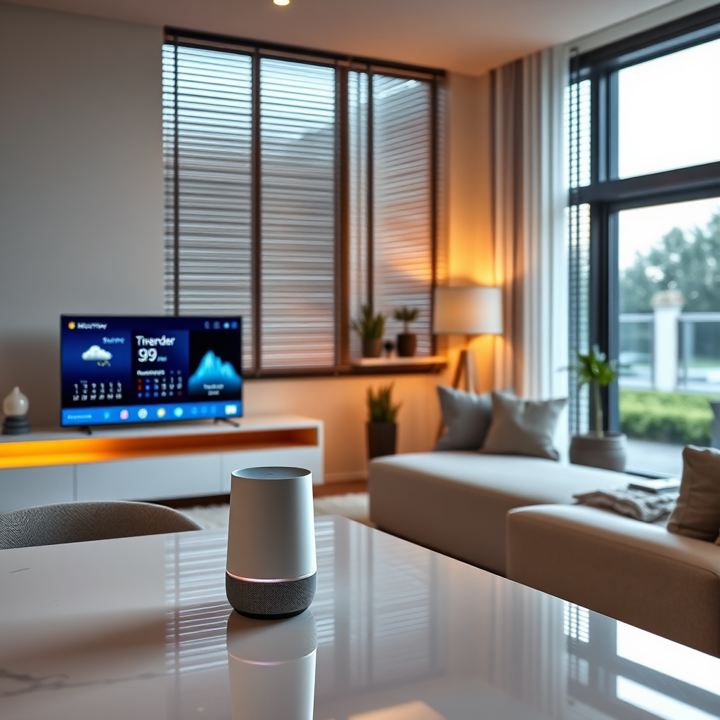 Smart home device in a modern living room