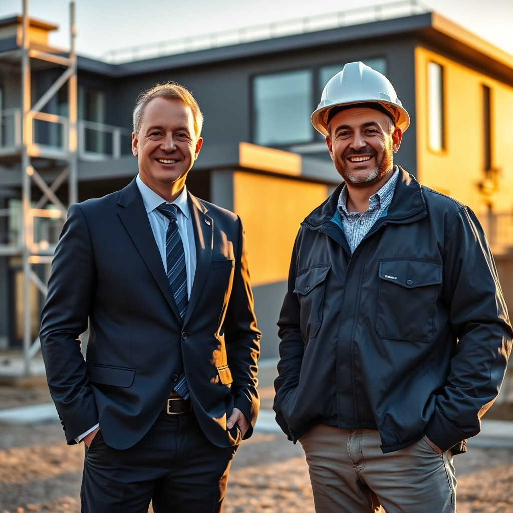 Two owners standing at a construction project