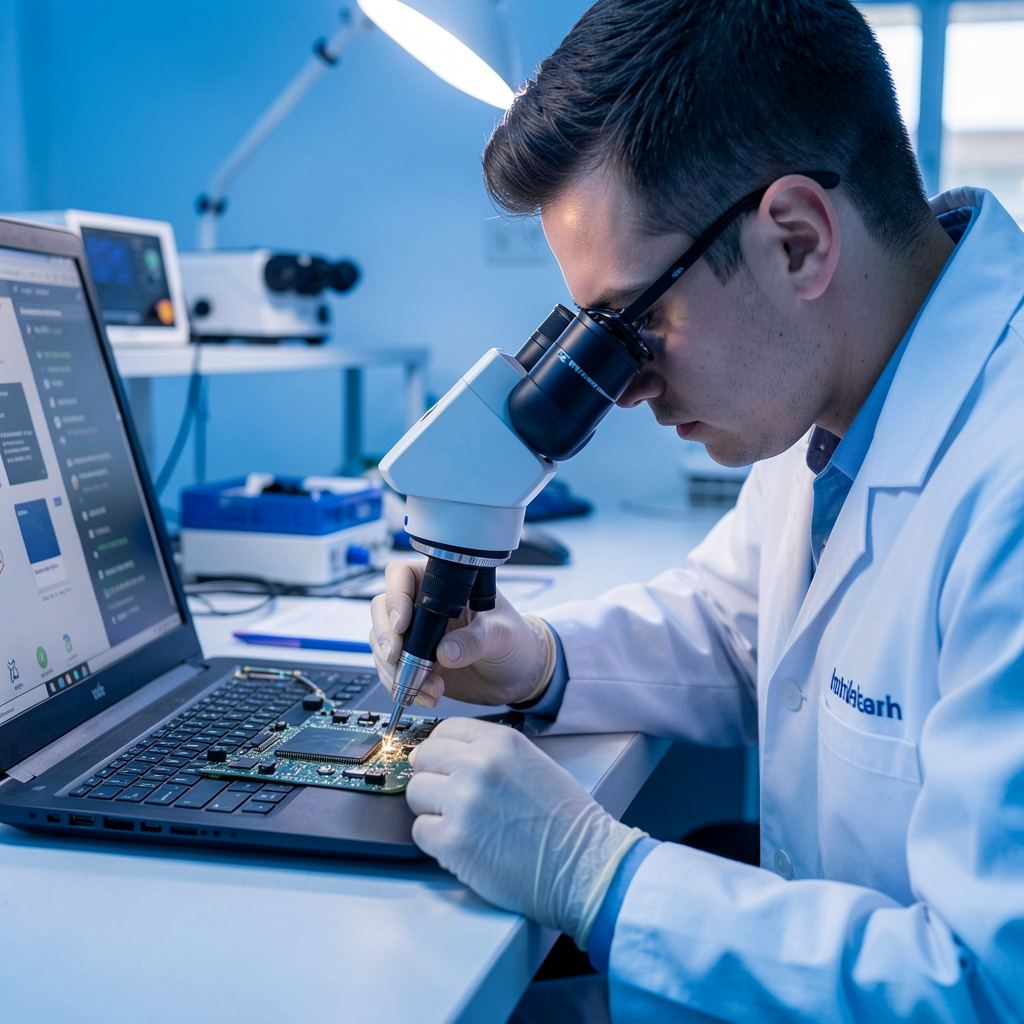 Technician performing chip-level repair
