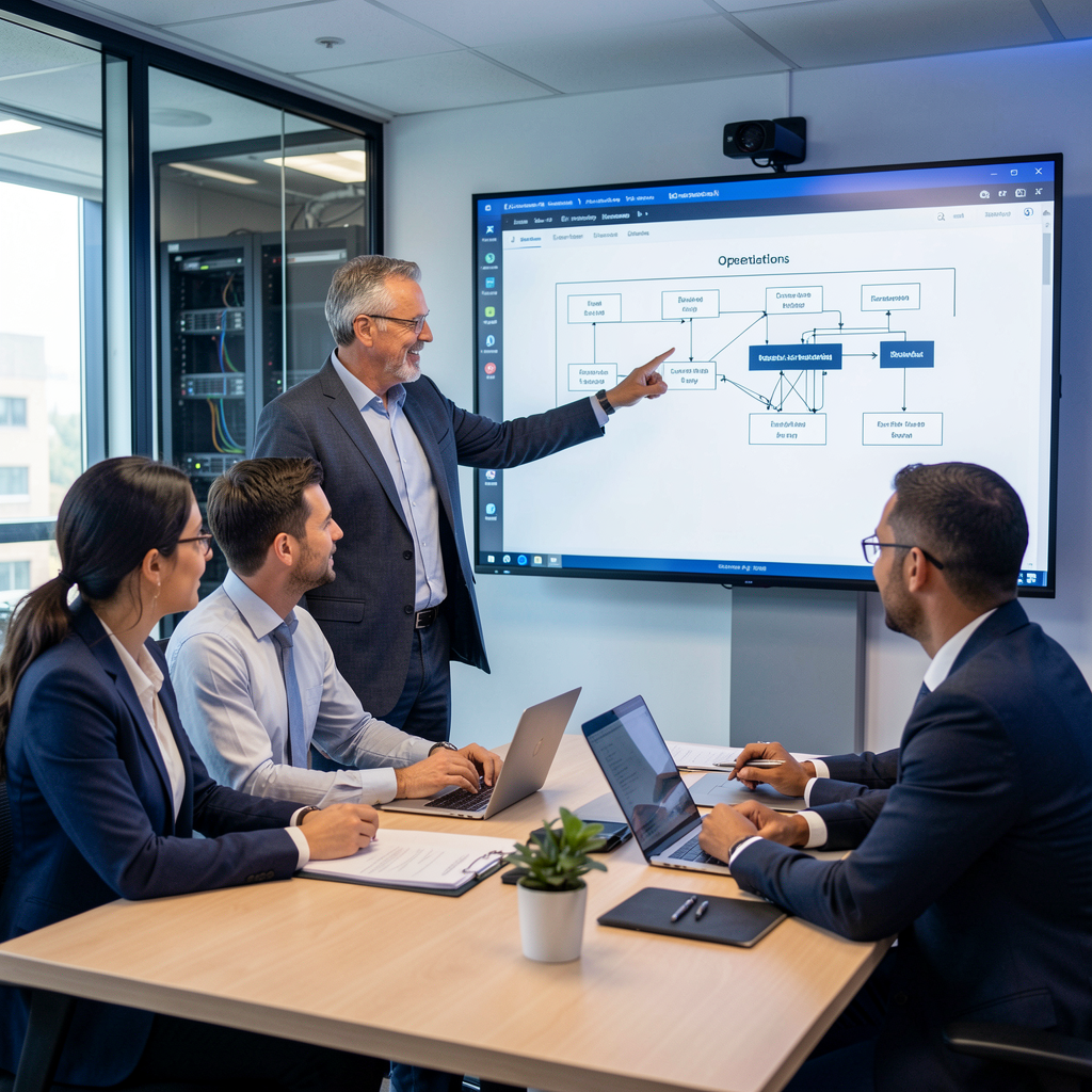 Technology consultants collaborating