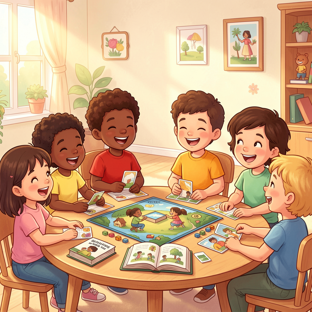 Kids playing Bible board game