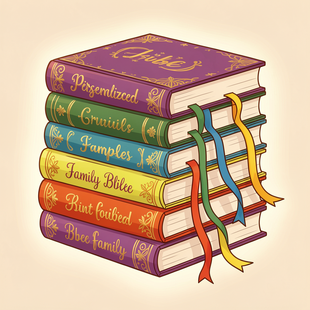 Stack of personalized Bible books