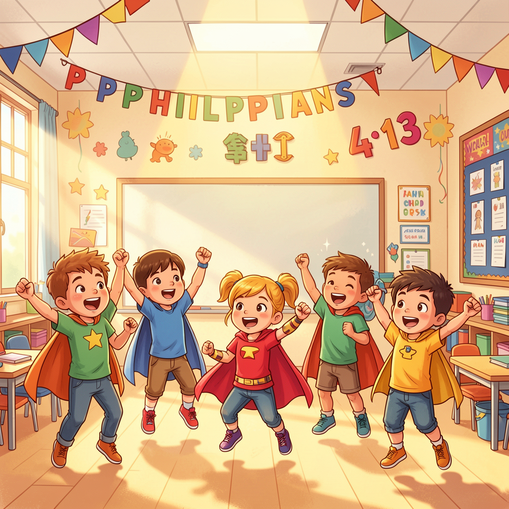 Kids singing Philippians 4:13 memory song