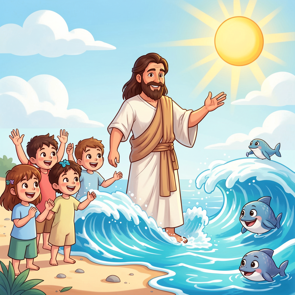 Moses parting Red Sea cartoon