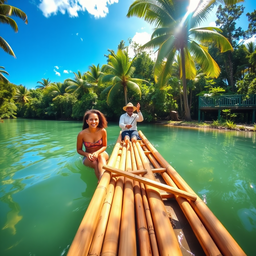Bamboo rafting experience in Jamaica