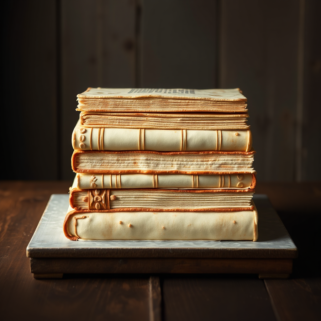 Custom cake resembling vintage books