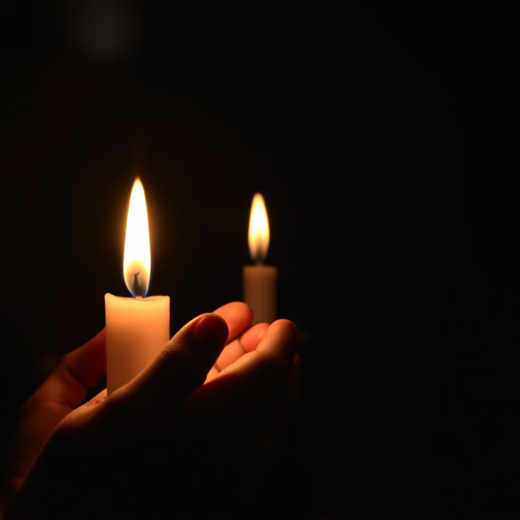 Prayer moment candlelight scene