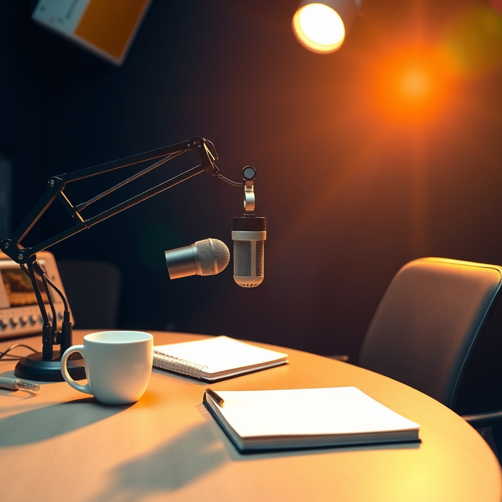 Midday Talk themed microphone graphic