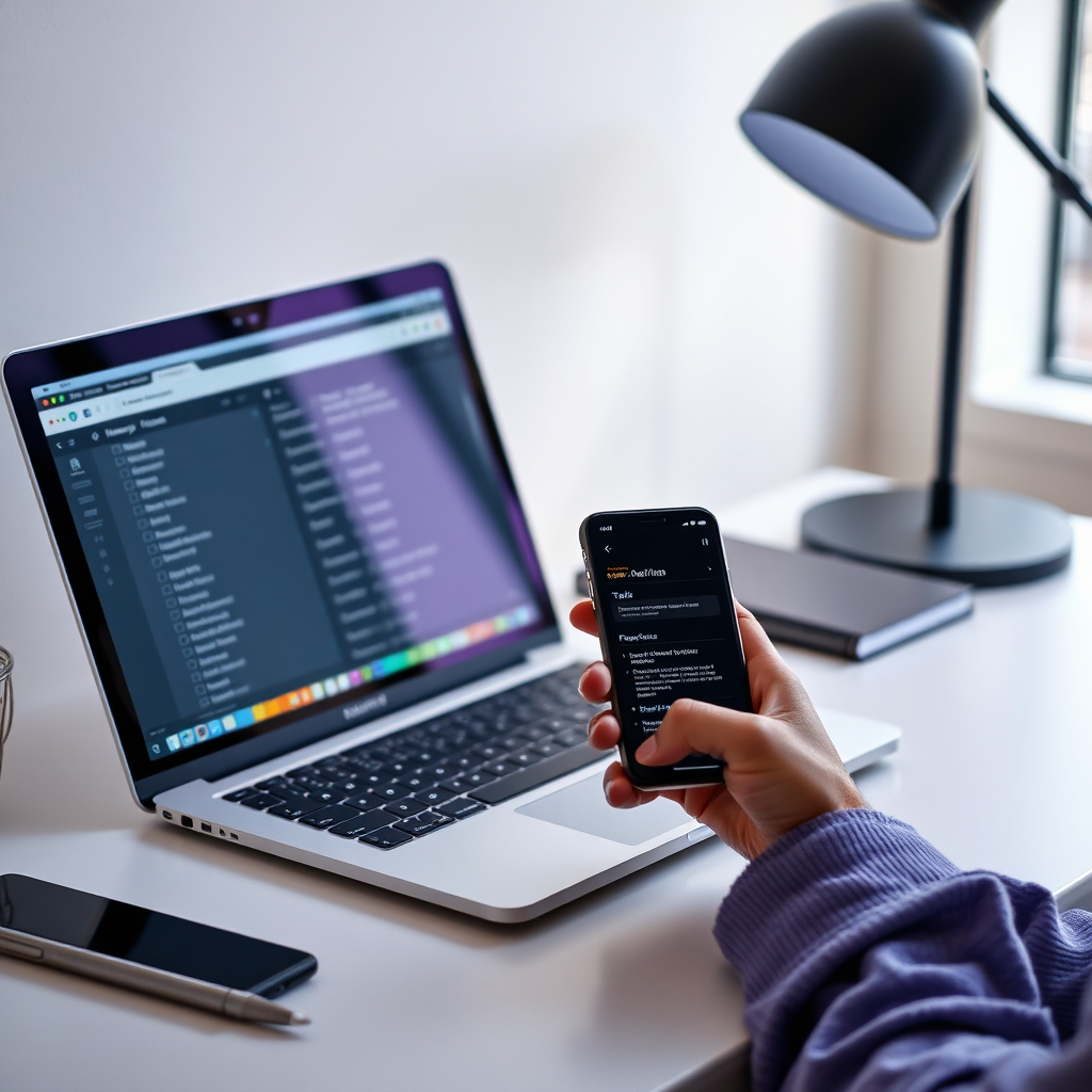 Lightweight illustration of a freelancer workflow with app UI elements