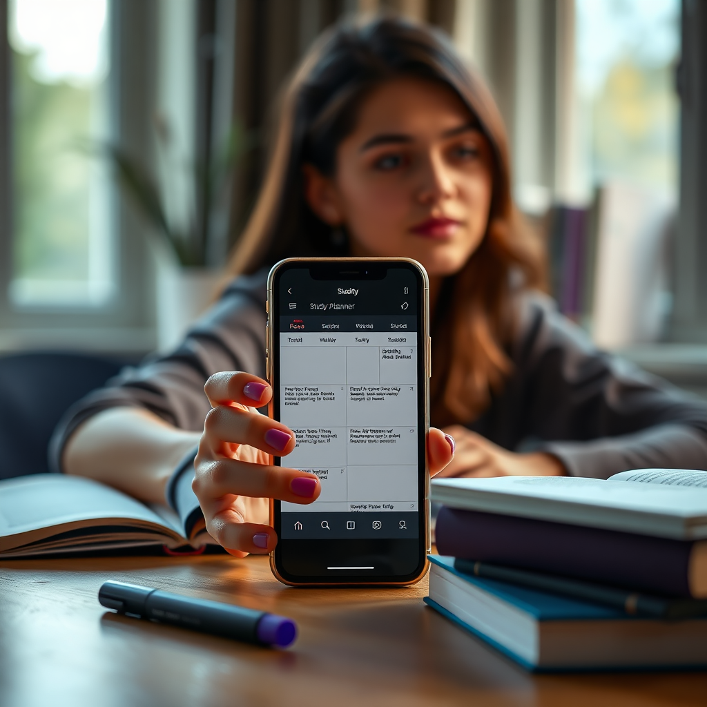 Lightweight illustration of a student study workflow with app UI