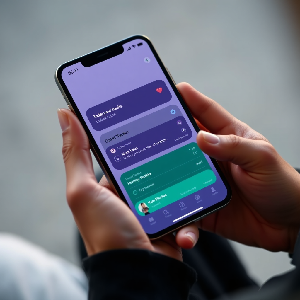 Aurora app UI mock: home dashboard with tasks, notes, and habits in a calm dark theme