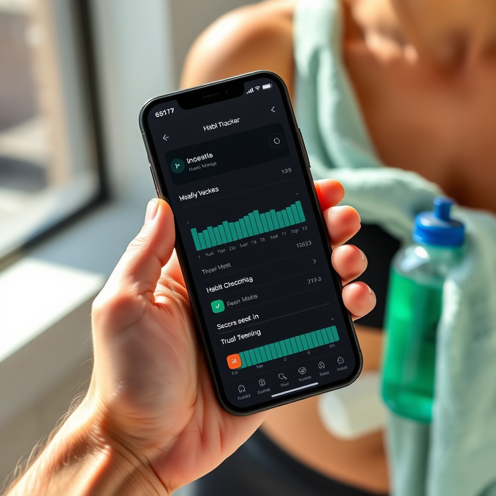Lightweight illustration of habit tracking with app UI components