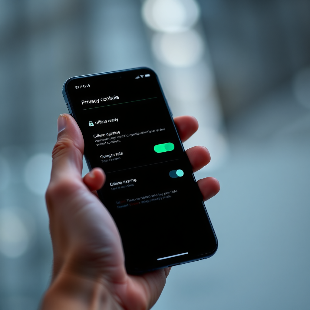 Small Aurora screen thumbnail showing privacy settings and offline status