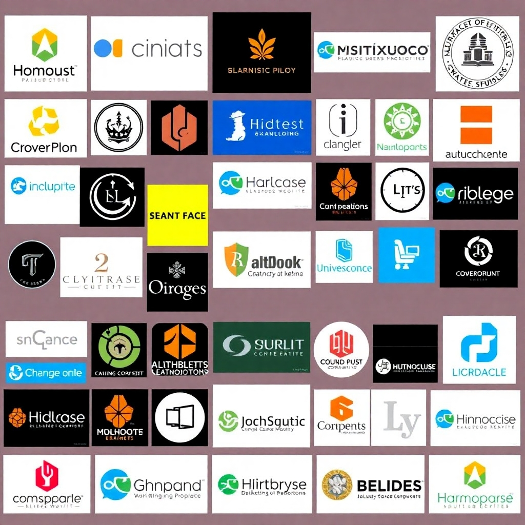 A collage of logos from a diverse range of successful businesses and organizations, representing the writer's broad client base. The logos should be arranged in an aesthetically pleasing manner, creating a visual representation of the writer's expertise and experience across various industries. The overall impression should be one of professionalism, versatility, and a proven track record of success.