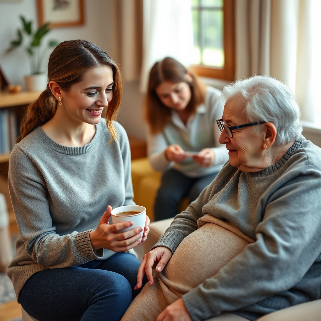 Editorial image representing family caregiver relief and calm support with warm, premium tone