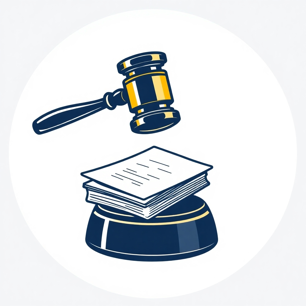 A stylized image of a gavel striking down on a stack of documents, symbolizing justice and accountability. The gavel should be highly detailed and the documents should be crisp and clear. Style reference: Graphic design, minimalist. Technical Specs: 4K resolution.