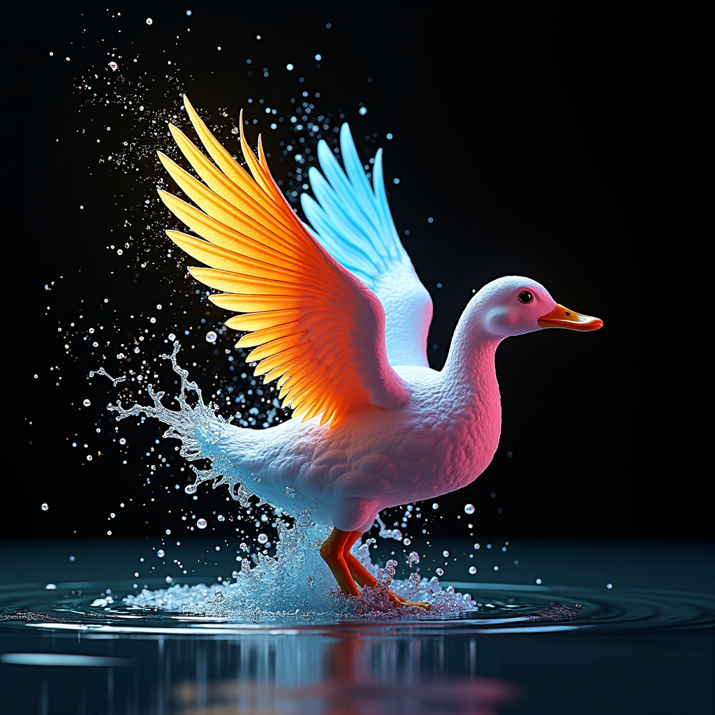 A person standing in front of a blank canvas, with AI-generated art flowing from their mind onto the canvas. The visual style should be expressive and emotional, capturing the power of AI as a tool for self-expression. Use a dramatic lighting setup.