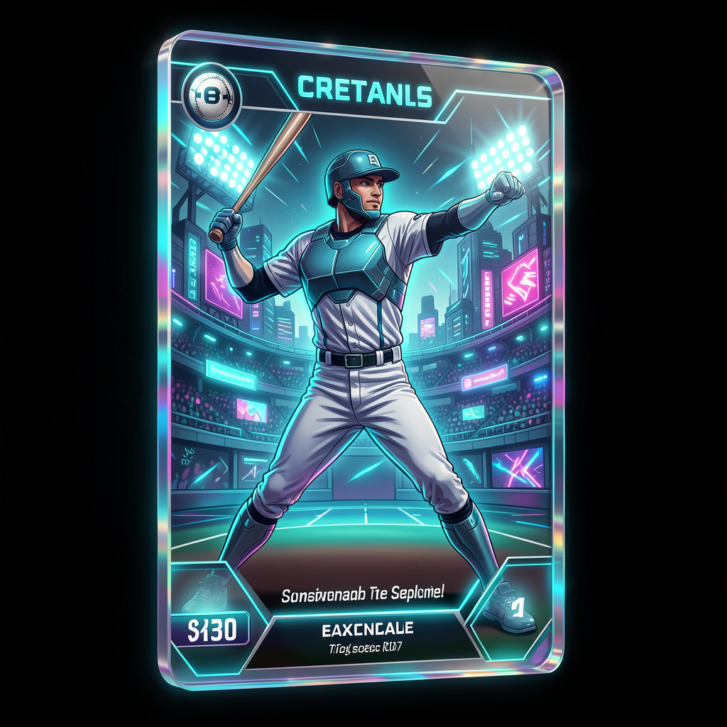Baseball Holographic Trading Card Illustration