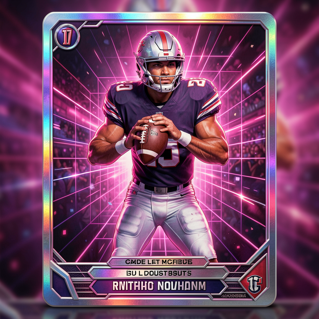 Football Holographic Trading Card Illustration