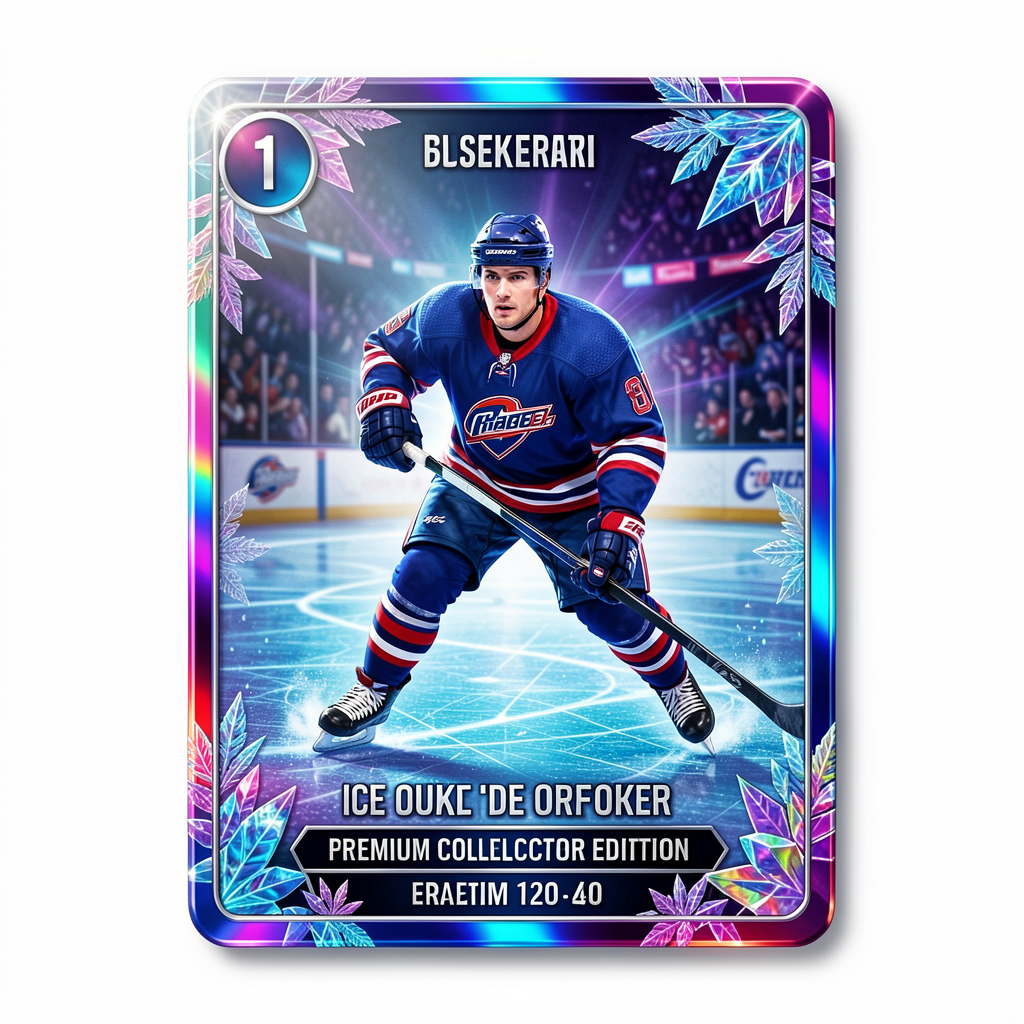 Hockey Holographic Trading Card Illustration