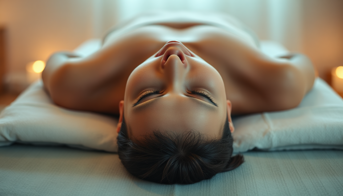 Close-up shot of a massage therapist using different techniques on a client's back - effleurage, petrissage. Hands covered in massage oil, but focus on precise, skillful technique. Soft, focused lighting on the therapist's hands and the client's back to showcase detail. Back should be lightly oiled and healthy-looking.