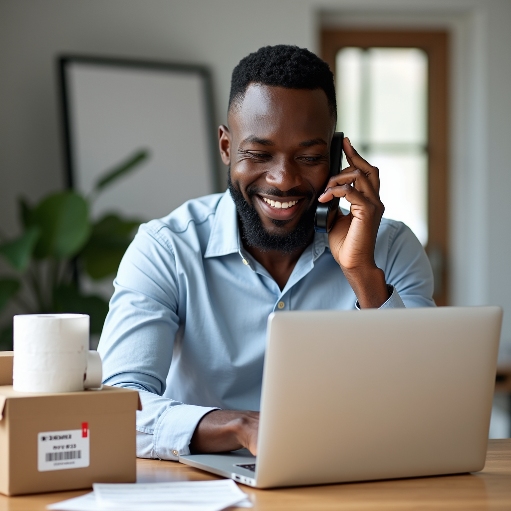 Jamaican logistics coordinator preparing business supply delivery