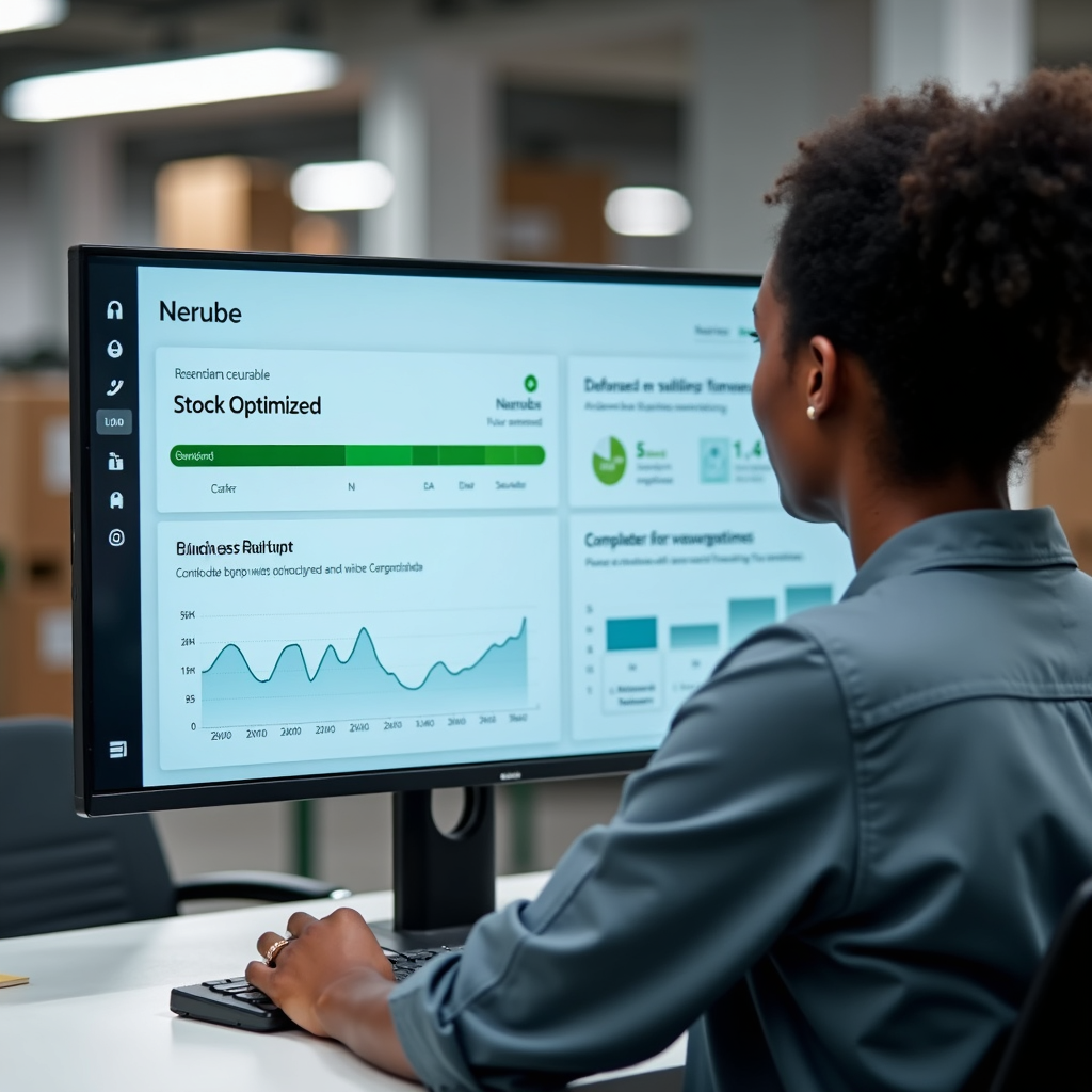 Digital dashboard showing inventory levels and reorder alerts