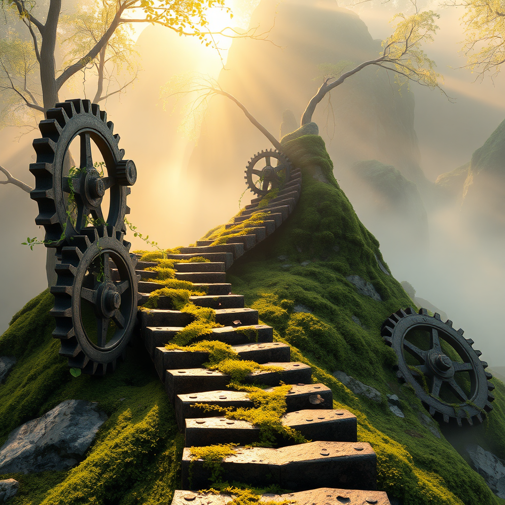 Zahnräder überwuchert von Pflanzen