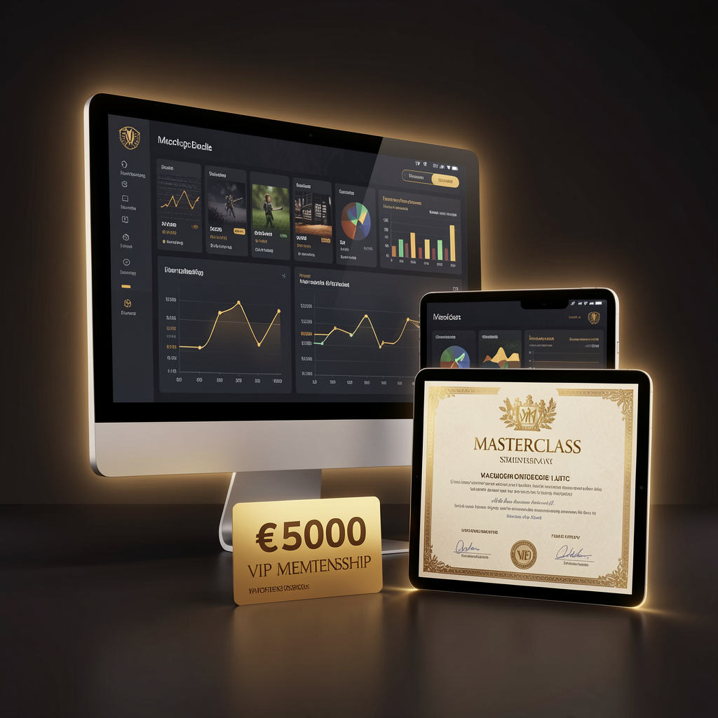 Mockup eines Wertpakets mit digitalen Screens und Zertifikaten