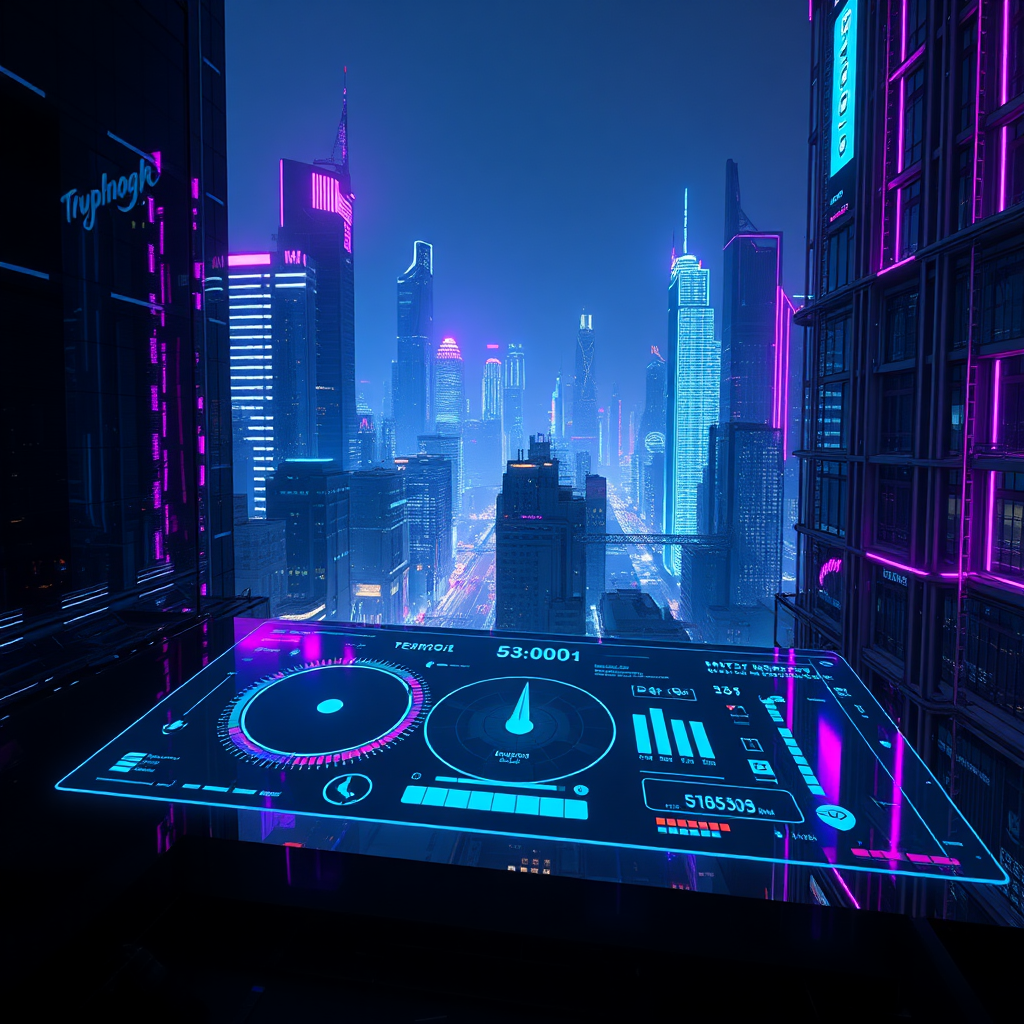 Futuristische Cyberpunk Stadtansicht Dashboard