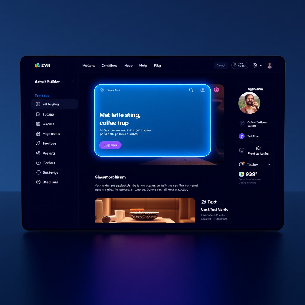 AI Website Builder Interface showing a dark mode editor with chat input