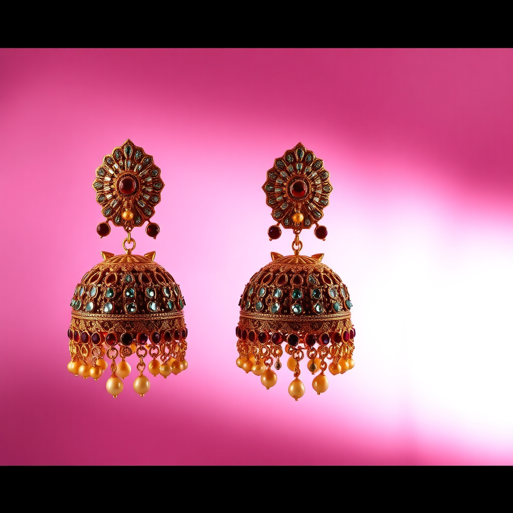 Intricate Gold Jhumka Earrings
