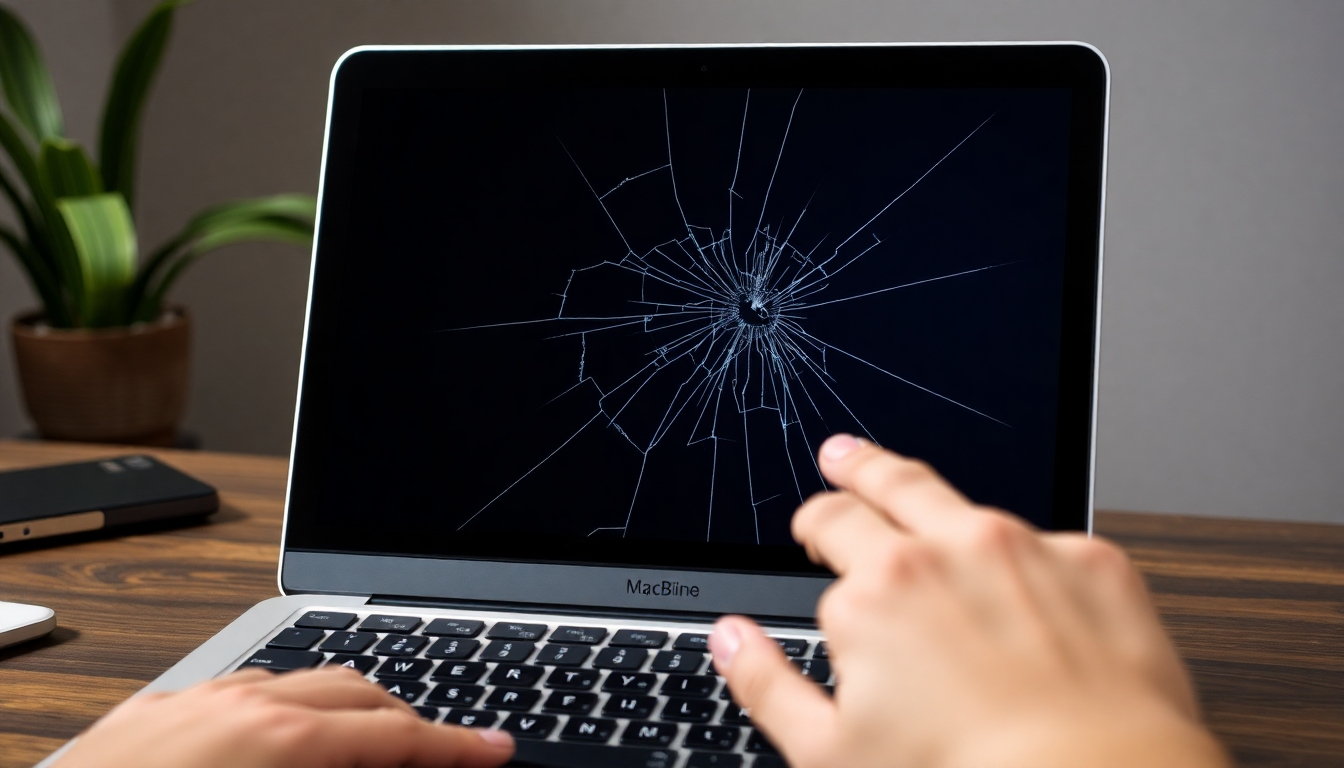 Create an image showing a technician repairing a laptop with focused attention to detail. The setting is a modern and clean repair environment. Use good lighting to showcase components.